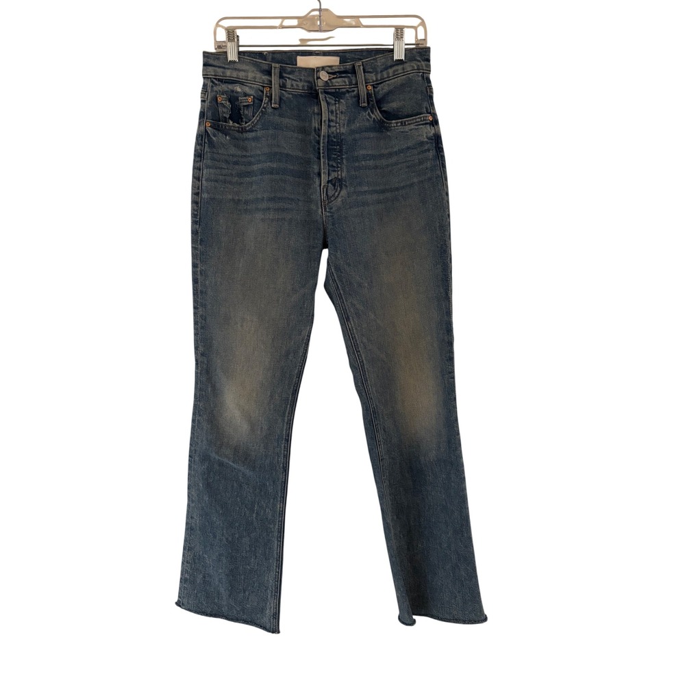 Mother Superior The Tripper Flood Fray Jeans Left In The Dust Blue 28 Distressed
